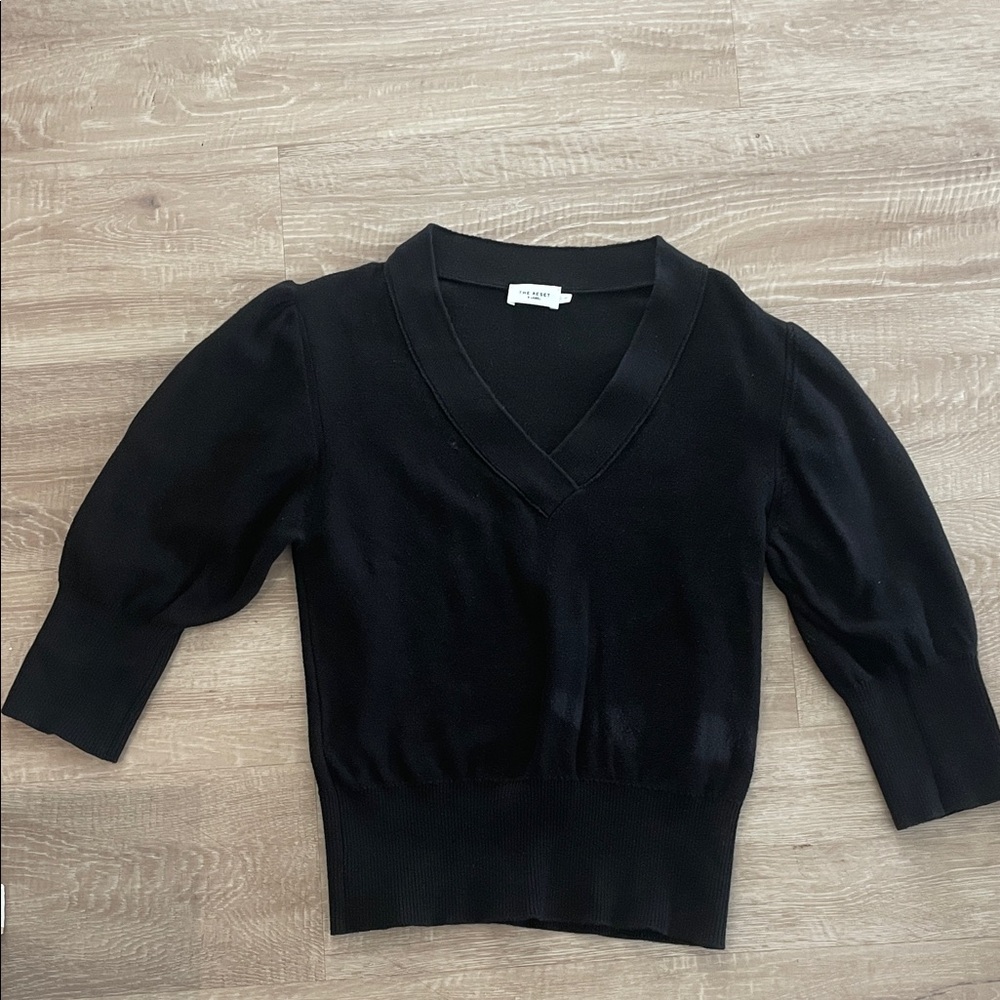 The Reset Elegant Black V-Neck Sweater